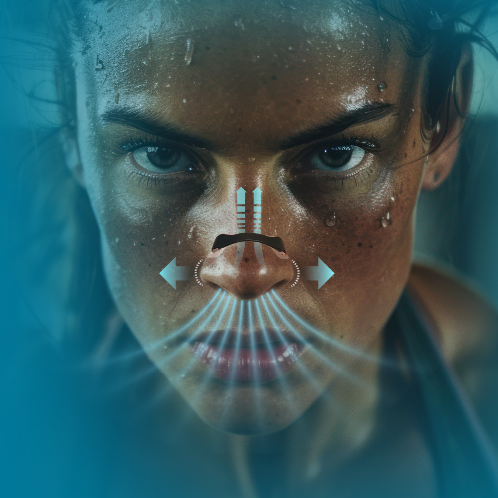 Performance Max magnetische neusstrips maximale luchtstroom vrouw tijdens sport